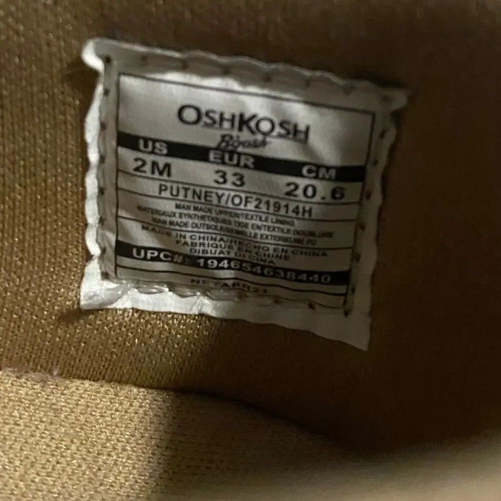 Osh Kosh Bgosh Putney Oxfords Shoes Boys Toddler Size 2 Tan Olive Faux Suede